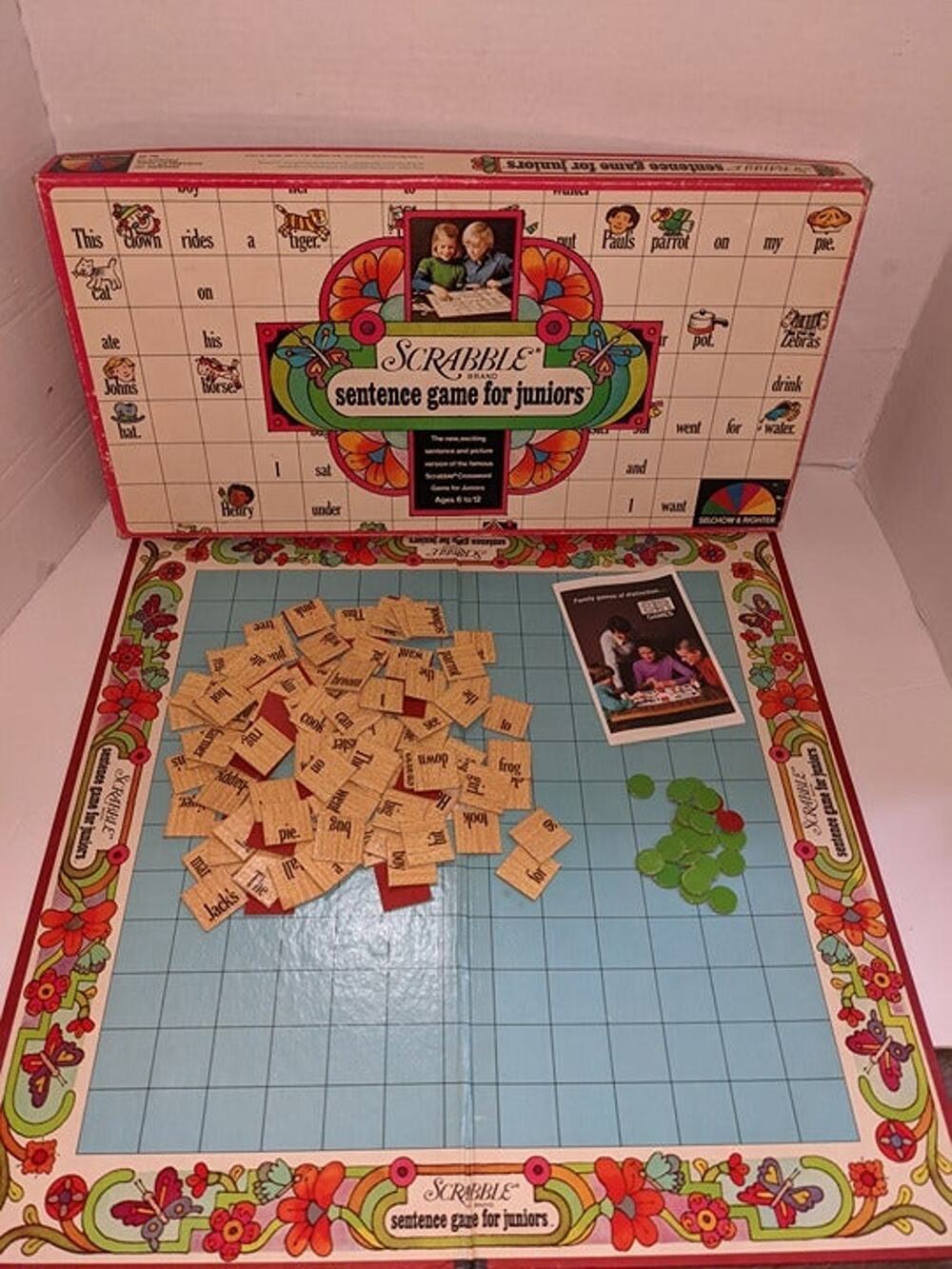 Vintage 1973 Scrabble Sentence Game for Juniors Selchow & Righter Children's